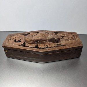 Hand-Carved Wooden Lizard Box Perfect for Trinkets